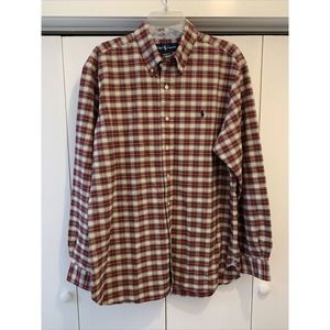 VTG Ralph Lauren Polo CLASSIC FIT Button Up Shirt ~ Sz L RED/BLACK/WHITE PLAID